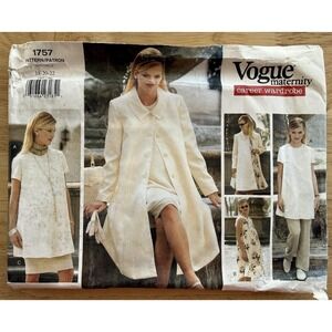 Vogue 1757 MATERNITY Career Wardrobe Coat Dress Tunic Skirt Pants Size‎ 18-22 UC